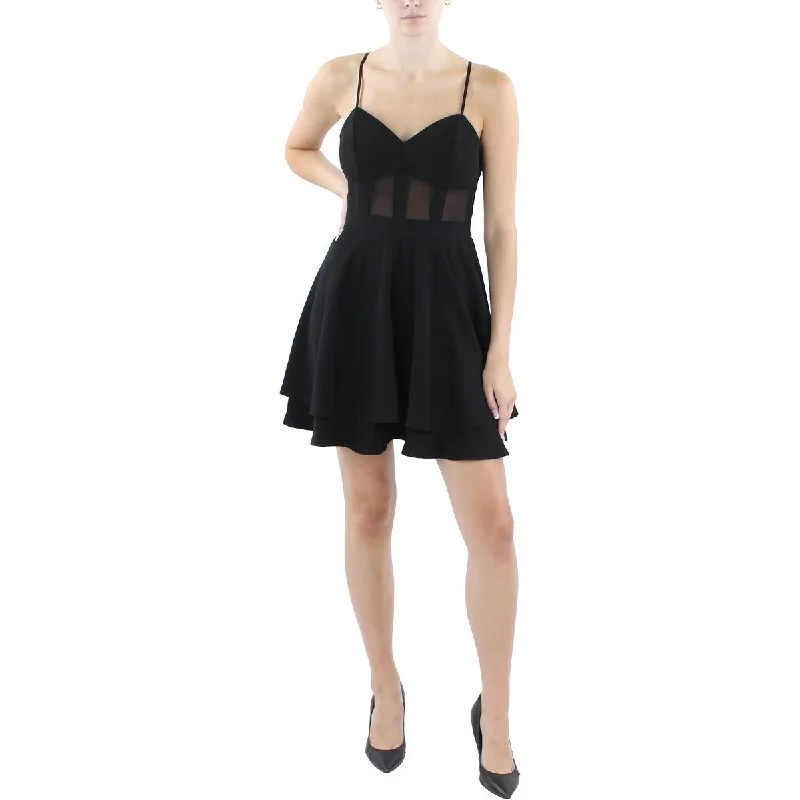 Relaxed Fit Women's Fashion Emerald Sundae Womens Juniors Illusion  Fit & Flare Dress