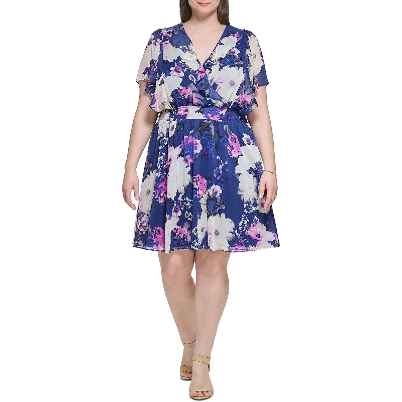 Women's Casual Wear Clothes DKNY Womens Plus Cocktail Short Fit & Flare Dress