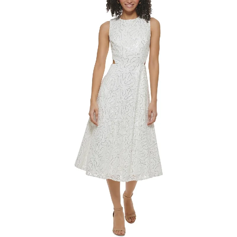 Early Bird Offer Eliza J Womens Sequined Lace Fit & Flare Dress