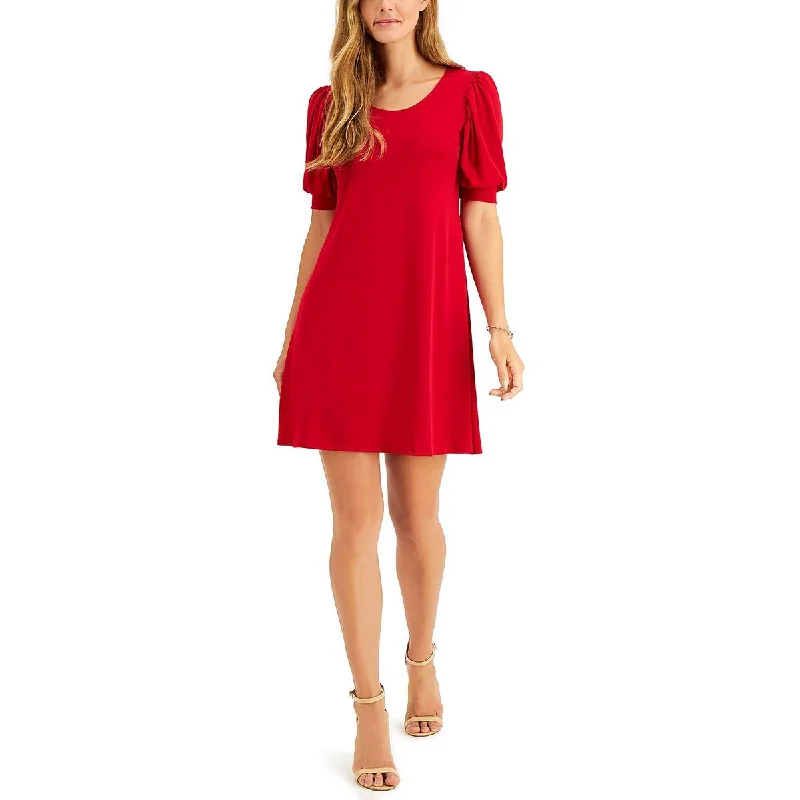 Women's Fashion Clothing MSK Womens Petites Knit Puff Sleeves Sheath Dress