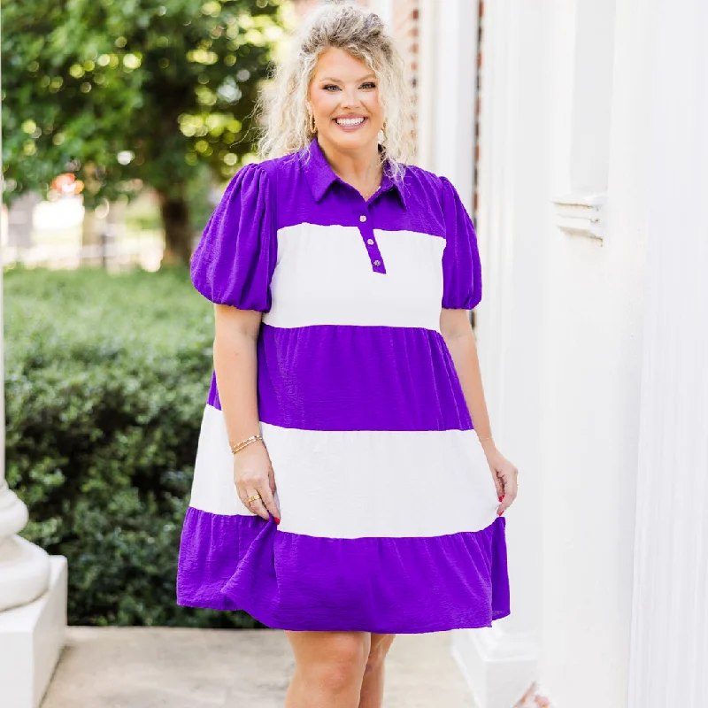 Trendy Boutiques Online We Are The Champions Dress, Purple