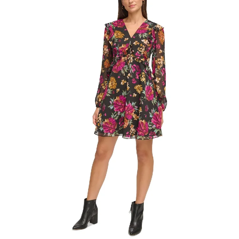 Discount Price Kensie Dresses Womens V-Neck Mini Fit & Flare Dress