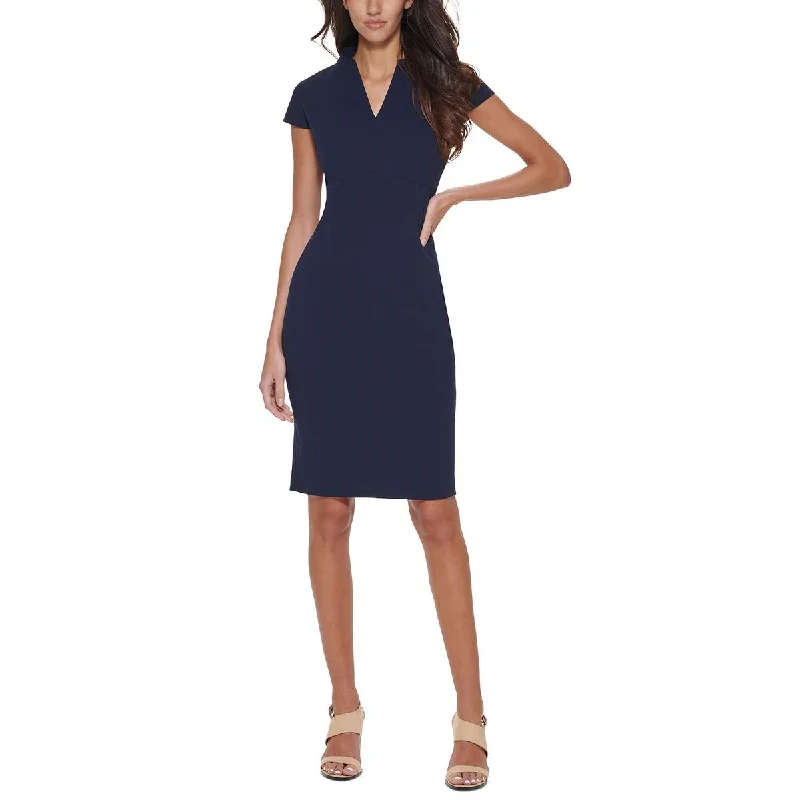 Women's Travel Outfit Set Calvin Klein Womens Petites V-Neck Knee-Length Sheath Dress
