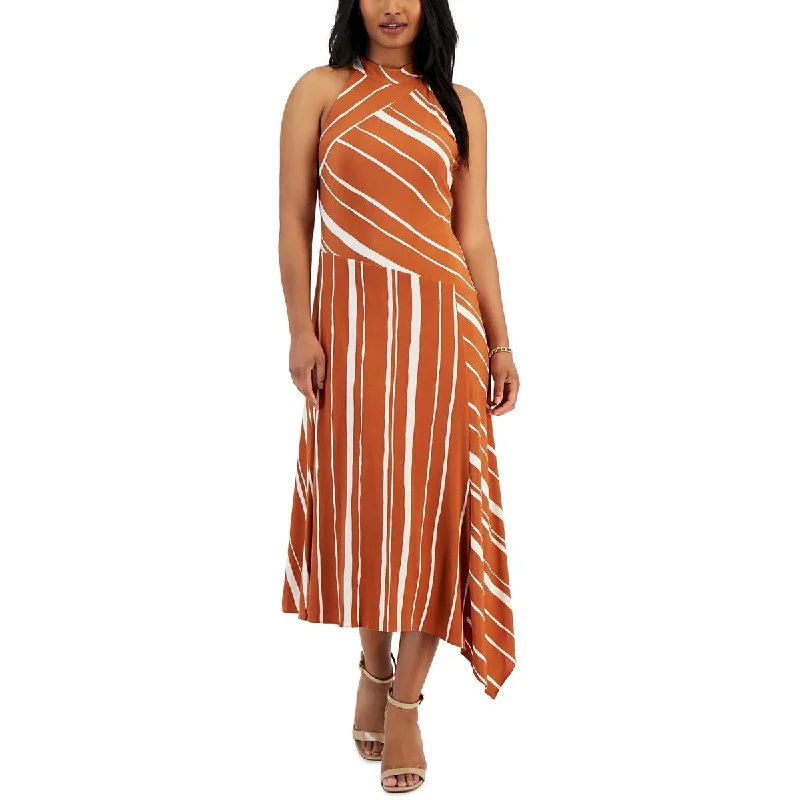 Women's Outfit Taylor Womens Asymmetric Striped Halter Dress