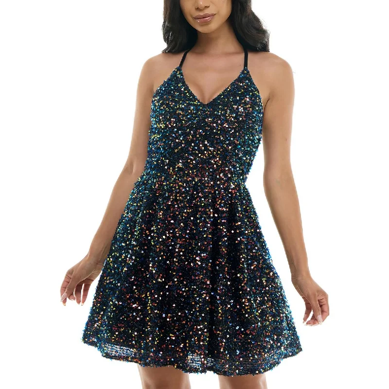 Women's Clothing Sets BCX Womens Juniors Crisscross Back Mini Fit & Flare Dress