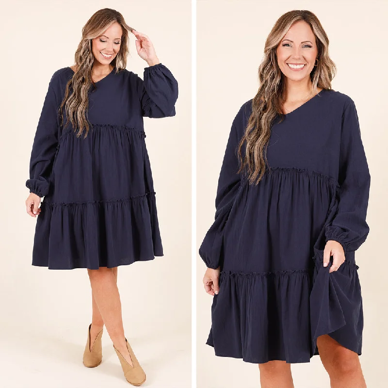 Women's Clothes And Garments Charming Grace Dress, Navy