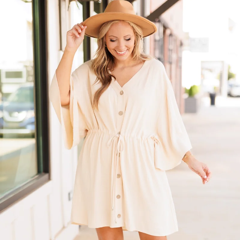 Trendy Outfits For Ladies All Season Long Dress, Oatmeal