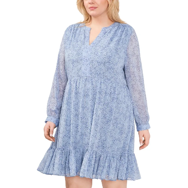 Women's Contemporary Clothing Vince Camuto Womens Plus Metallic Above Knee Fit & Flare Dress