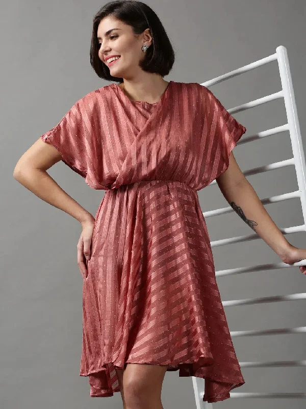 Wardrobe Upgrade Women's Purple Solid Fit and Flare Dress-AE-15614-Mauve
