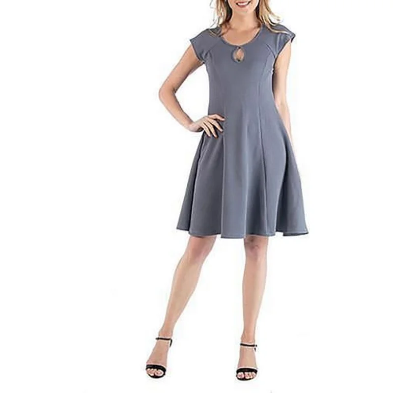 Fashion Sale 24seven Comfort Apparel Womens Pleats Scoop Neck Fit & Flare Dress