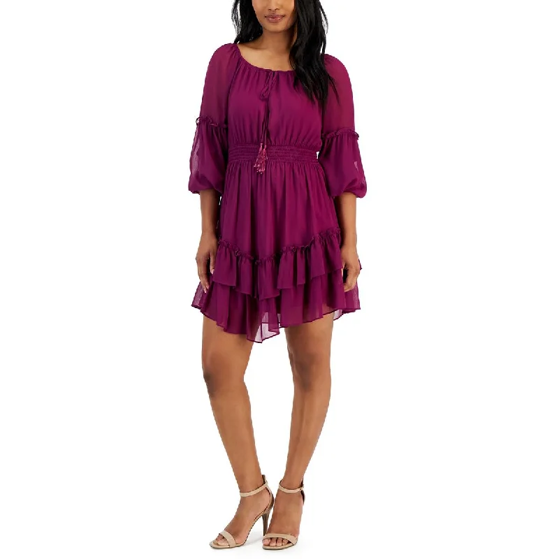 Women's Casual Clothing For Lounging Taylor Womens Tiered Chiffon Sheath Dress