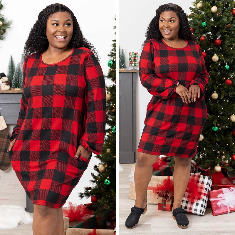 Women's Seasonal Clothes Sweetest Traditions Dress, Red