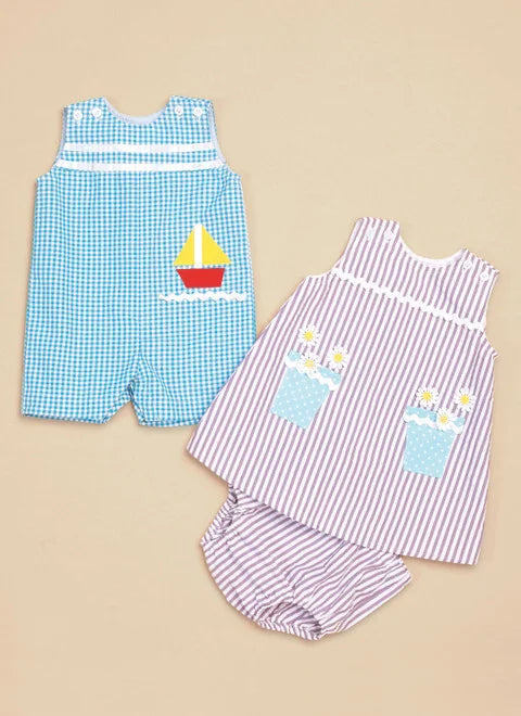 Sporty Streetwear Butterick Baby Overalls, Dress and Panties B6905