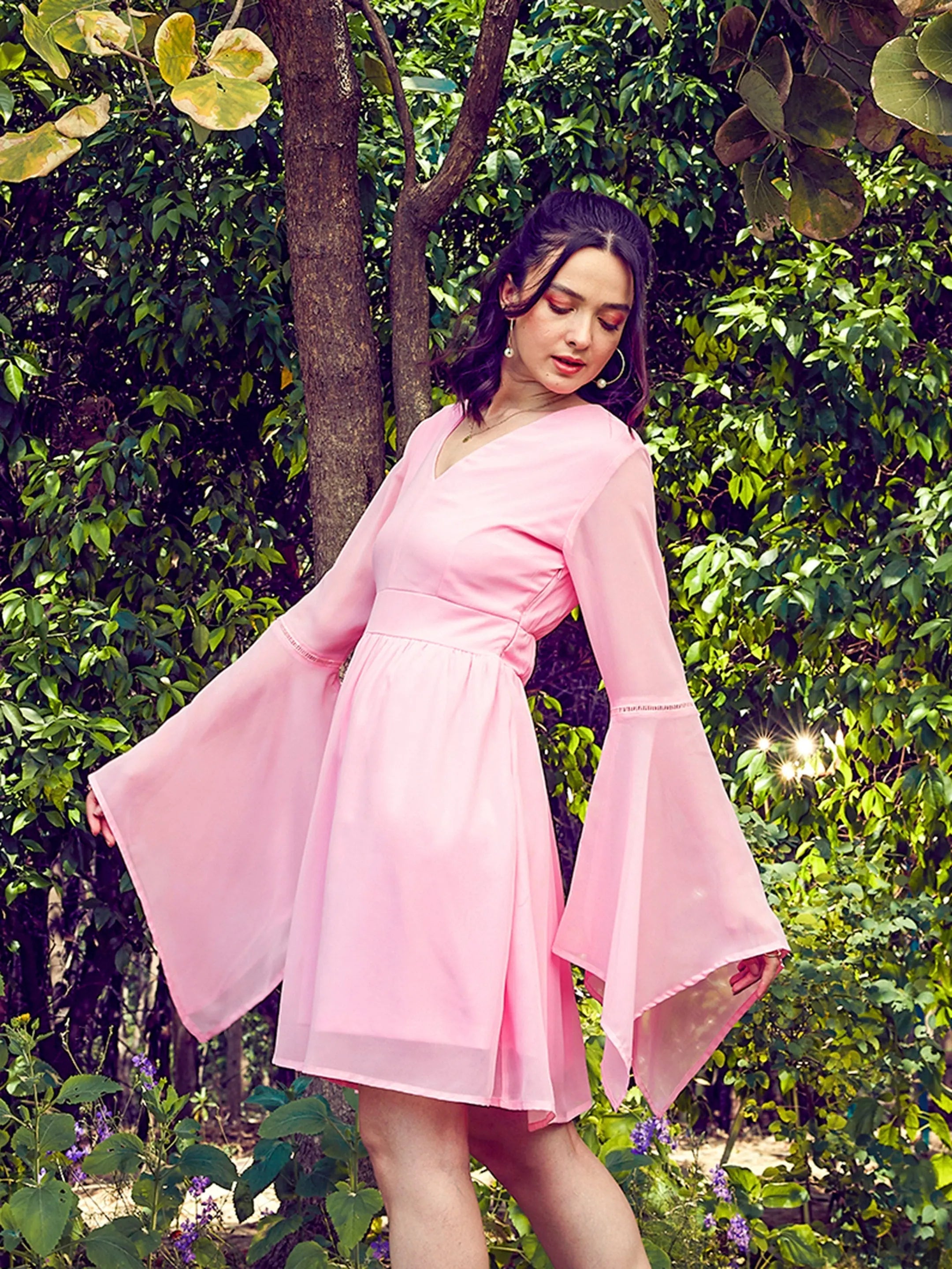 Casual Dresses for Women Women Pink Boho Sleeve Skater Dress