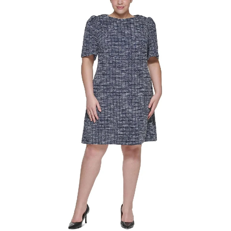 Casual Clothes For Women Calvin Klein Womens Petites Plaid Tweed Sheath Dress