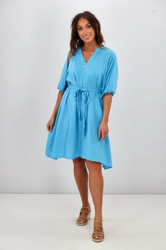 Trendy Women's Wear Shine On Label Rhaenera V Neck Dress Aqua