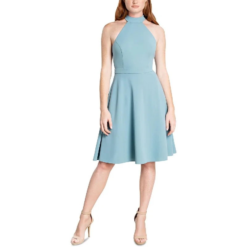 Casual Chic Dress The Population Womens Paulina Mesh Inset Knee Length Fit & Flare Dress