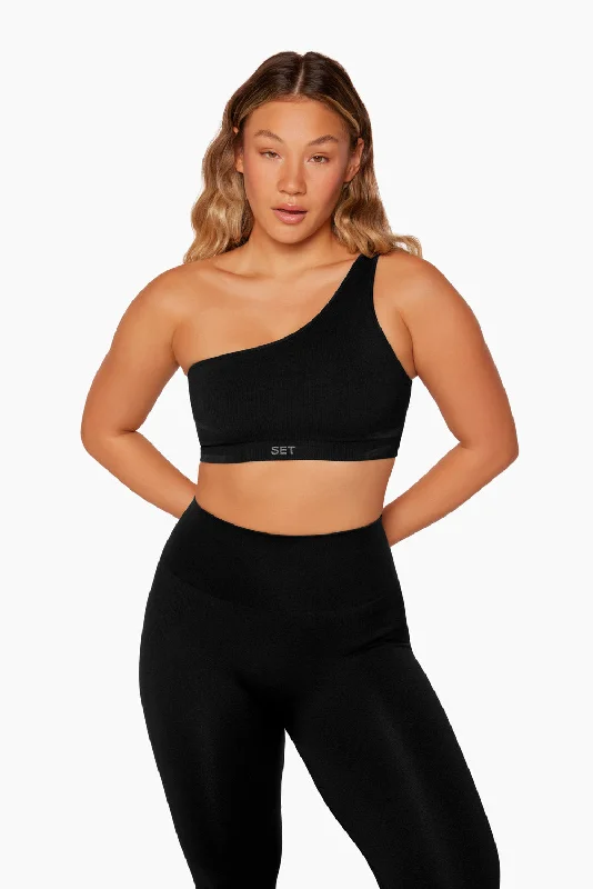Lightweight, Breathable Yoga Wear At Special Prices SCULPTFLEX® RIBBED ONE SHOULDER BRA - ONYX Lightweight, Breathable Yoga Wear At Special Prices SCULPTFLEX® RIBBED ONE SHOULDER BRA - ONYX
