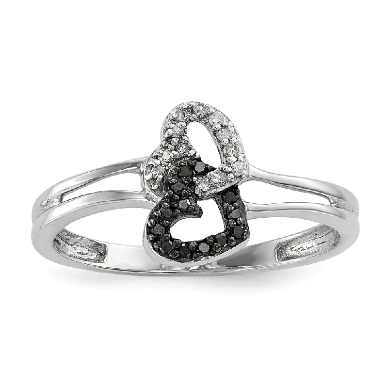 Best-Selling Jewelry Now Available At Special Deals 1/10 Cttw Black & White Diamond Double Heart Sterling Silver Ring Best-Selling Jewelry Now Available At Special Deals 1/10 Cttw Black & White Diamond Double Heart Sterling Silver Ring