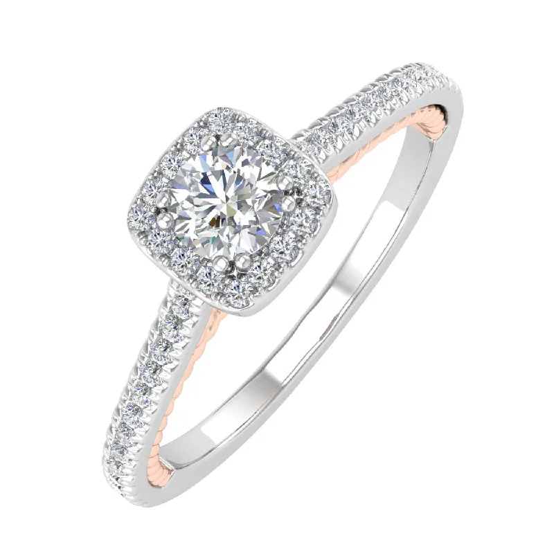 Grab Exquisite Jewelry At The Lowest Prices 1/2 Carat Diamond Cushion Shape Halo Engagement Ring in White & Rose Gold - IGI Certified Grab Exquisite Jewelry At The Lowest Prices 1/2 Carat Diamond Cushion Shape Halo Engagement Ring in White & Rose Gold - IGI Certified