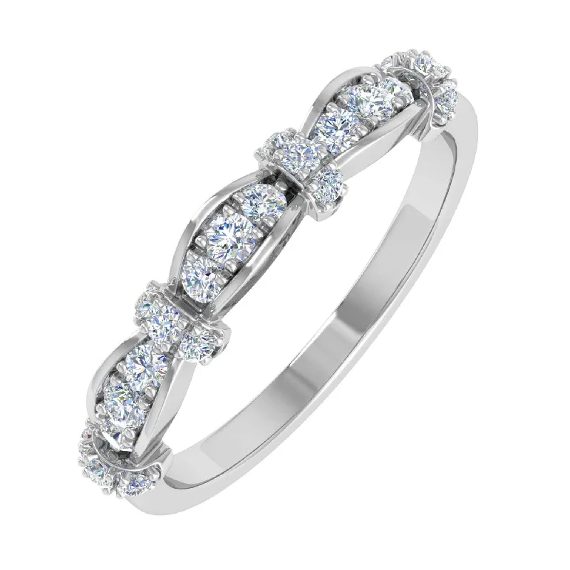 Delicate Crystal Jewelry For Sophisticated Charm 1/5 Carat Prong Set Diamond Wedding Band Ring in Gold Delicate Crystal Jewelry For Sophisticated Charm 1/5 Carat Prong Set Diamond Wedding Band Ring in Gold