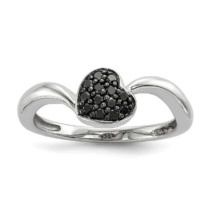 Premium Diamond Jewelry For Unforgettable Moments 1/6 Cttw Black Diamond 7mm Heart Ring in Sterling Silver Premium Diamond Jewelry For Unforgettable Moments 1/6 Cttw Black Diamond 7mm Heart Ring in Sterling Silver