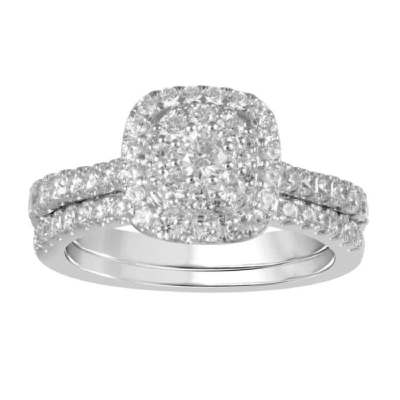 Exclusive Online Jewelry Sale – Don't Wait LoveSong EcoLove 1 CTW Lab Grown Diamond Cluster Halo Bridal Set in 10KT White Gold Exclusive Online Jewelry Sale – Don't Wait LoveSong EcoLove 1 CTW Lab Grown Diamond Cluster Halo Bridal Set in 10KT White Gold