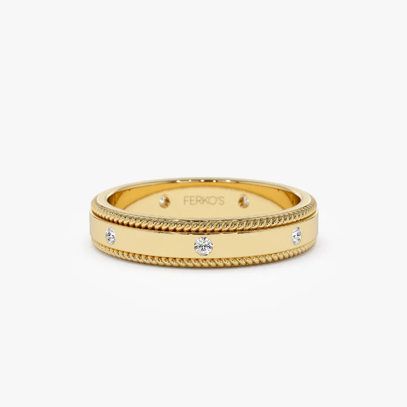 Unmissable Jewelry Discounts – Elevate Your Look For Less 14k 4MM Flat Milgrain Edge Diamond Wedding Band Unmissable Jewelry Discounts – Elevate Your Look For Less 14k 4MM Flat Milgrain Edge Diamond Wedding Band