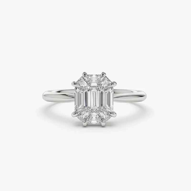 Don't Miss Out – Shop Elegant Jewelry For Less 14k Double Claw Step Cut Illusion Solitaire Engagement Ring Don't Miss Out – Shop Elegant Jewelry For Less 14k Double Claw Step Cut Illusion Solitaire Engagement Ring