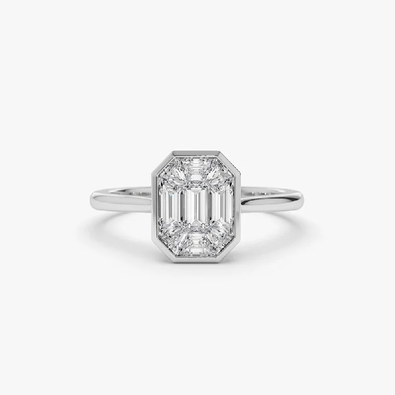 Grab Stylish Jewelry Before The Sale Ends 14k Emerald Cut Illusion Mosaic Solitaire Engagement Ring Grab Stylish Jewelry Before The Sale Ends 14k Emerald Cut Illusion Mosaic Solitaire Engagement Ring