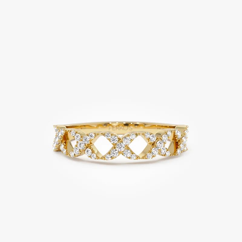 Waterproof Stainless Steel Jewelry For Lasting Beauty 14k Pave Setting Round Diamond X Ring Waterproof Stainless Steel Jewelry For Lasting Beauty 14k Pave Setting Round Diamond X Ring