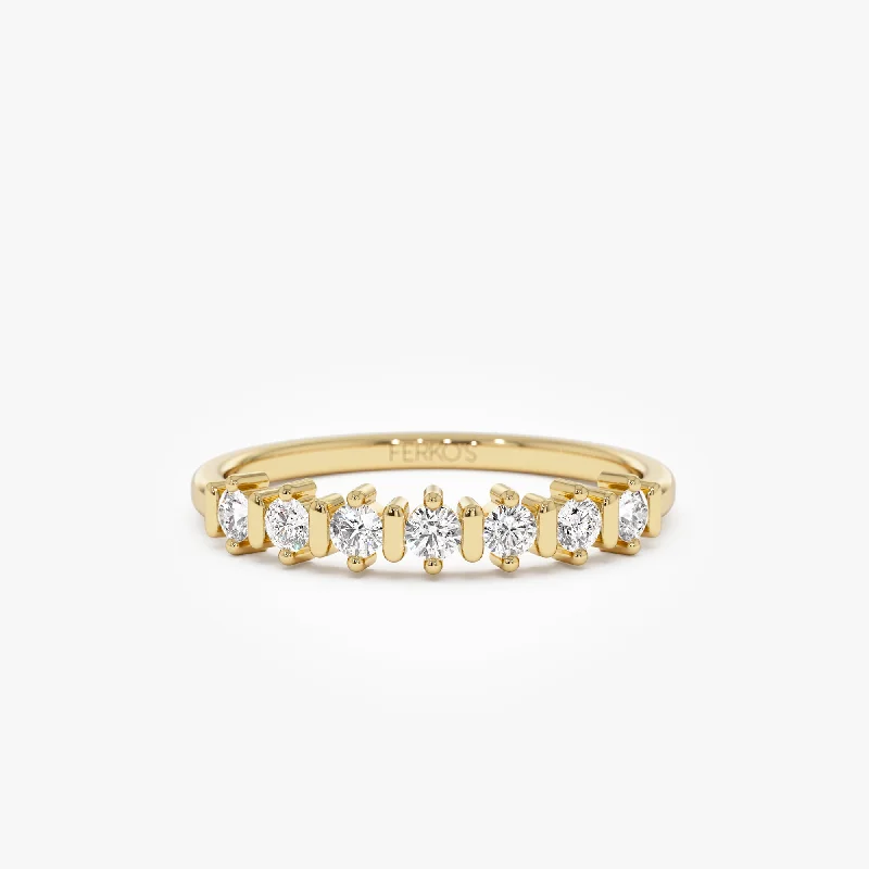 Handmade Pearl Jewelry For Timeless Elegance 14K Round Cut 0.20 ctw Seven Stone Wedding Ring Handmade Pearl Jewelry For Timeless Elegance 14K Round Cut 0.20 ctw Seven Stone Wedding Ring