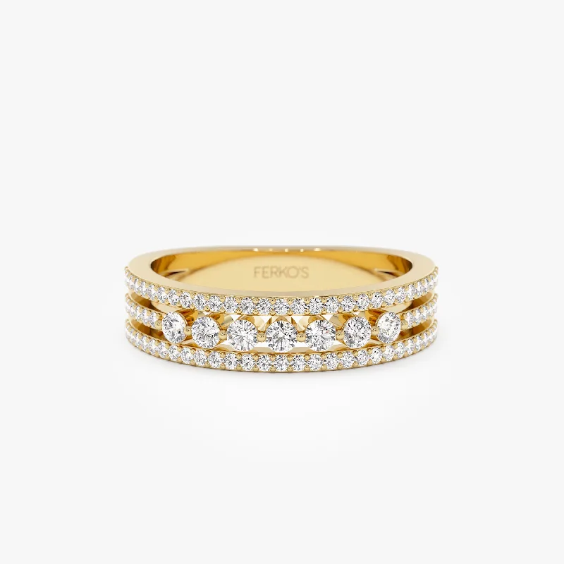 Shop Elegant Jewelry At Unbeatable Prices 14k Triple Row Diamond Stacking Wedding Ring Shop Elegant Jewelry At Unbeatable Prices 14k Triple Row Diamond Stacking Wedding Ring