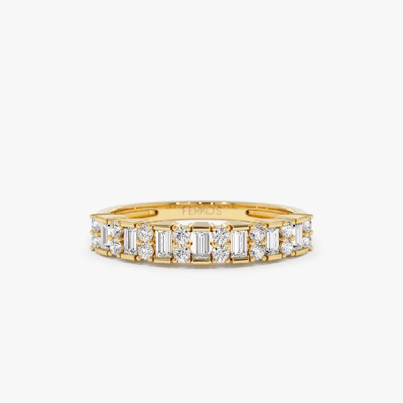 Make Your Outfit Shine With Discounted Jewelry 14k Vertical Baguette and Round Diamond Wedding Band Make Your Outfit Shine With Discounted Jewelry 14k Vertical Baguette and Round Diamond Wedding Band