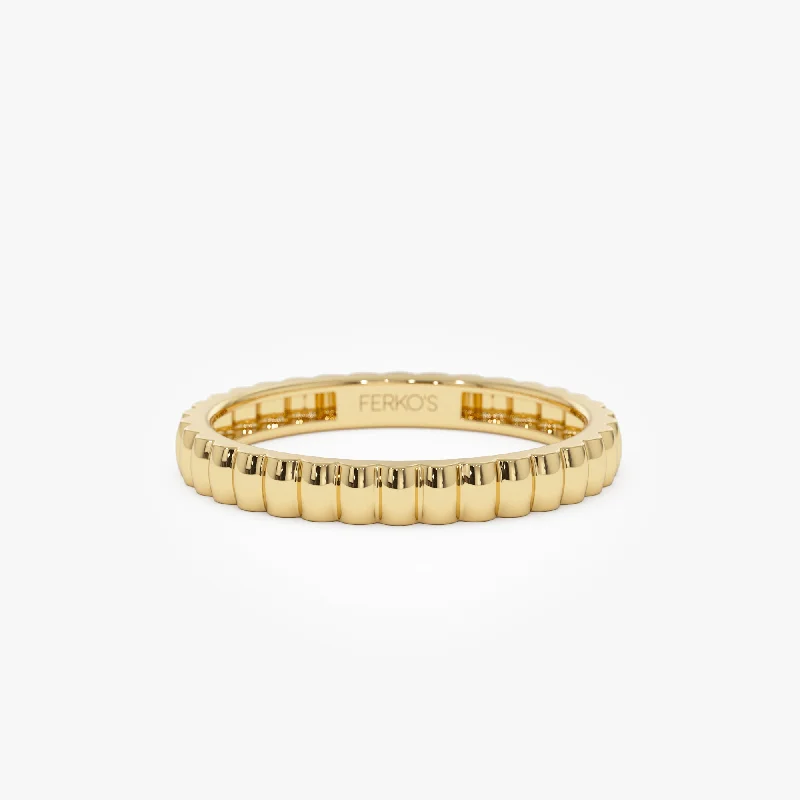 Affordable Gold-Plated Jewelry For Modern Fashion 14K 2.5MM Ribbed Gold Band