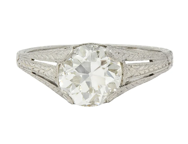 Elegant Necklaces And Bracelets At Limited-Time Offers 1922 Art Deco 1.79 CTW Old European Diamond Platinum Scrolled Lotus Antique Engagement Ring Elegant Necklaces And Bracelets At Limited-Time Offers 1922 Art Deco 1.79 CTW Old European Diamond Platinum Scrolled Lotus Antique Engagement Ring