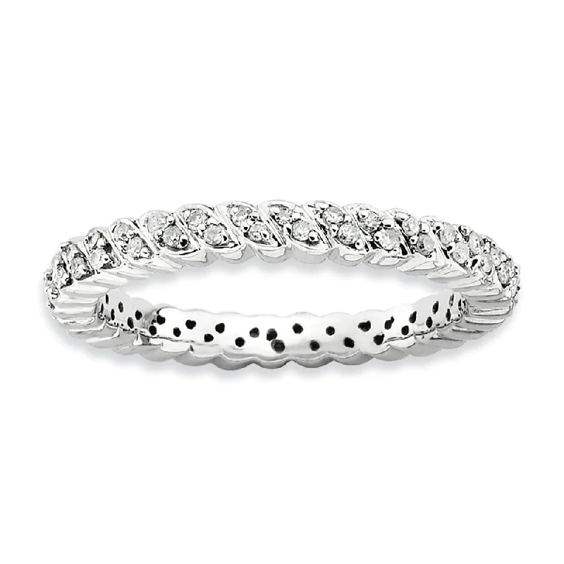 Shop Dazzling Jewelry At The Best Prices 2.5mm Sterling Silver Stackable 1/5 Cttw HI/I3 Diamond Petal Band Shop Dazzling Jewelry At The Best Prices 2.5mm Sterling Silver Stackable 1/5 Cttw HI/I3 Diamond Petal Band