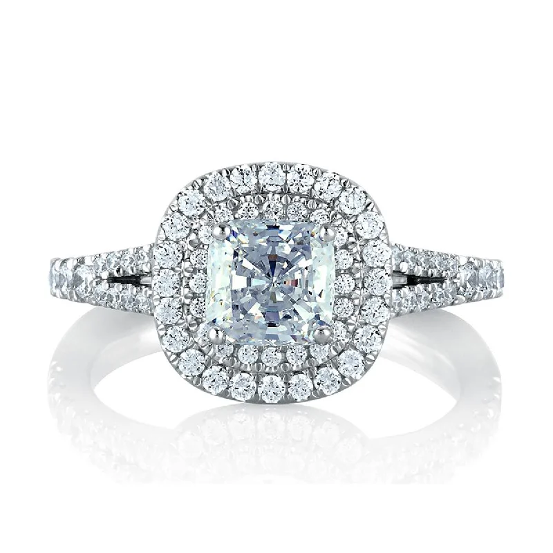Timeless Elegance At Unbelievable Discounts A.Jaffe Split Shank Double Halo Cushion Diamond Engagement Ring MES574/156 Timeless Elegance At Unbelievable Discounts A.Jaffe Split Shank Double Halo Cushion Diamond Engagement Ring MES574/156