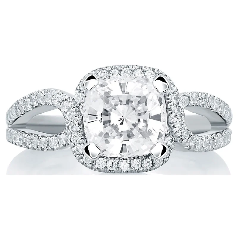 Elegant Jewelry Styles At Budget-Friendly Prices A.Jaffe Split Shank Cushion Cut Halo Diamond Engagement Ring MES650/187 Elegant Jewelry Styles At Budget-Friendly Prices A.Jaffe Split Shank Cushion Cut Halo Diamond Engagement Ring MES650/187