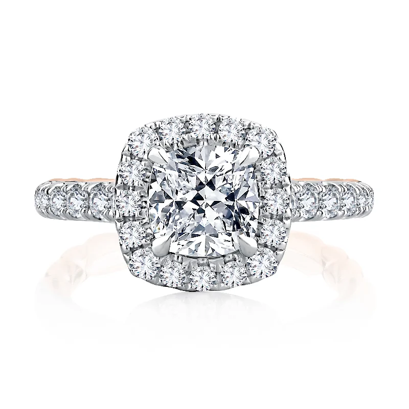 Fashion-Forward Jewelry At Incredible Prices A.Jaffe Modern Royals Queenly Cushion Halo Diamond Quilted Engagement Ring MECCU2500Q/219 Fashion-Forward Jewelry At Incredible Prices A.Jaffe Modern Royals Queenly Cushion Halo Diamond Quilted Engagement Ring MECCU2500Q/219