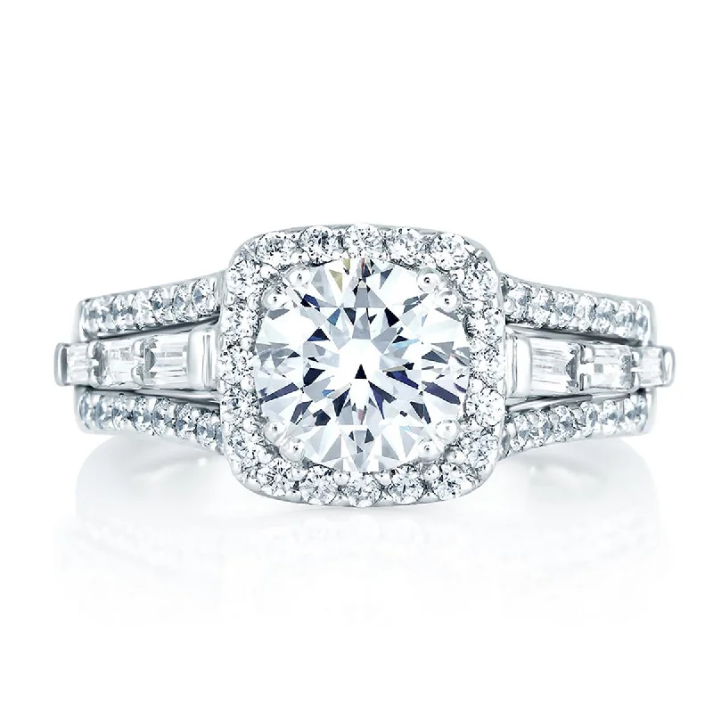 Dazzle In Elegance With Our Biggest Jewelry Sale A.Jaffe Square Halo Three Row Diamond Engagement Ring MES279/243 Dazzle In Elegance With Our Biggest Jewelry Sale A.Jaffe Square Halo Three Row Diamond Engagement Ring MES279/243