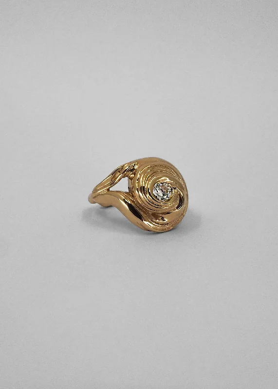 Limited-Time Offer On Elegant Jewelry Pieces Cochlea Grande 14K Gold Ring w. Center Diamond Limited-Time Offer On Elegant Jewelry Pieces Cochlea Grande 14K Gold Ring w. Center Diamond