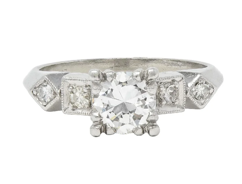 Modern Jewelry At Exclusive Discounts – Shop Today Art Deco 0.75 CTW Diamond Platinum Geometric Vintage Engagement Ring