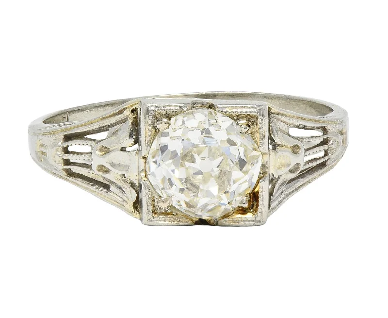 Shop Fine Jewelry With Exclusive Savings Art Deco 1.02 CTW Diamond 18 Karat White Gold Antique Lotus Engagement Ring GIA Shop Fine Jewelry With Exclusive Savings Art Deco 1.02 CTW Diamond 18 Karat White Gold Antique Lotus Engagement Ring GIA