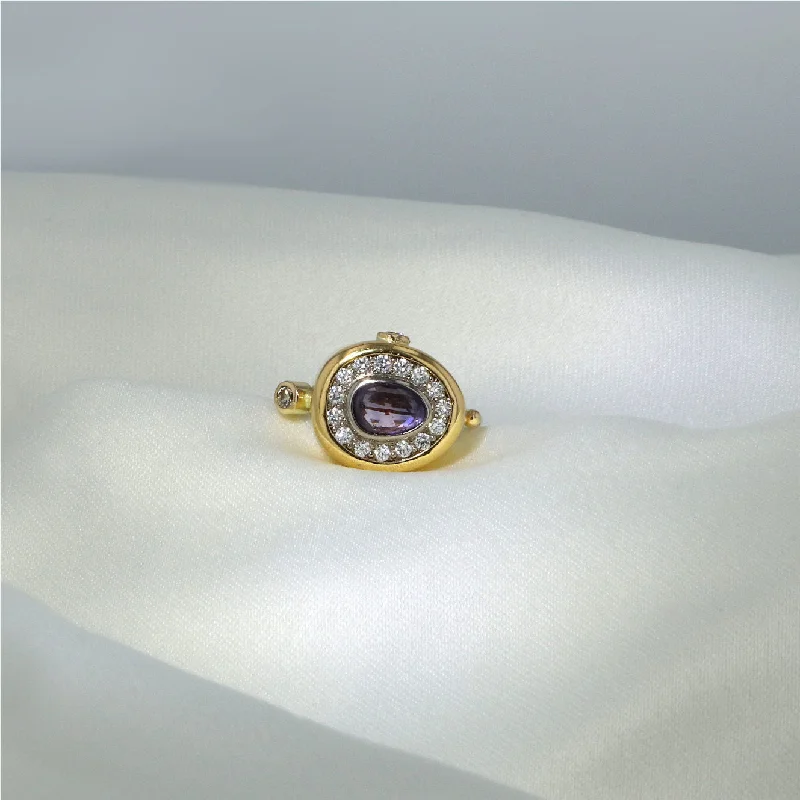 Gorgeous Jewelry, Limited-Time Savings Pavé Cocktail 18K & 22K Gold Ring w. Sapphire & Diamonds Gorgeous Jewelry, Limited-Time Savings Pavé Cocktail 18K & 22K Gold Ring w. Sapphire & Diamonds