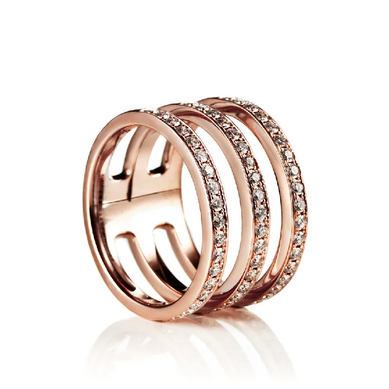 Exclusive Online Jewelry Sale – Don't Wait Three Row Single Parallel 18K Gold, Rosegold or Whitegold Ring w. Diamonds Exclusive Online Jewelry Sale – Don't Wait Three Row Single Parallel 18K Gold, Rosegold or Whitegold Ring w. Diamonds