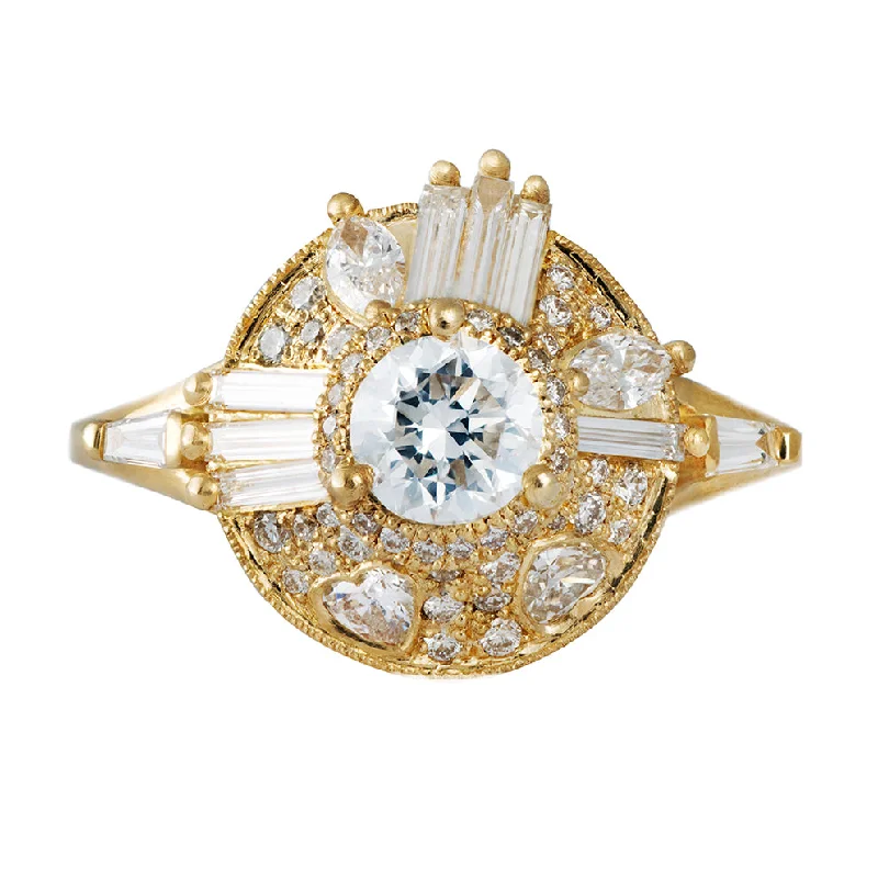 Buy More, Save More On Stunning Jewelry Designs Diamond Halo Ring with Needle Cut Baguette Diamonds and Hearts Buy More, Save More On Stunning Jewelry Designs Diamond Halo Ring with Needle Cut Baguette Diamonds and Hearts