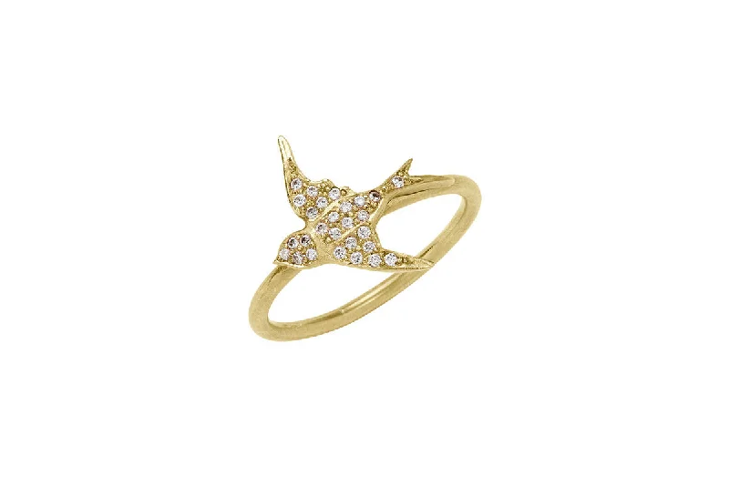 Grab Stylish Jewelry Before The Sale Ends Hirondelle pavé 18K Gold Ring w. Diamonds