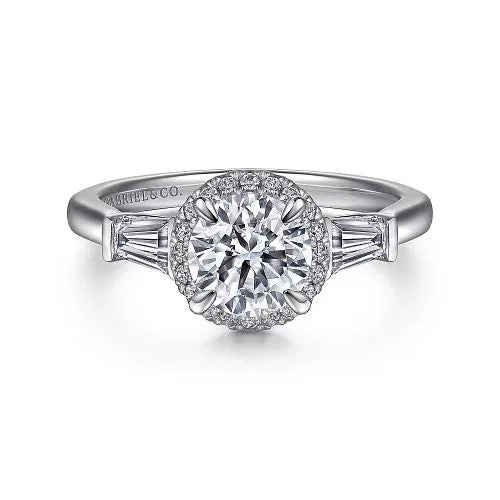 Waterproof Stainless Steel Jewelry For Lasting Beauty Elinor - 14K White Gold Round Three Stone Halo Diamond Engagement Ring (Setting Only) Waterproof Stainless Steel Jewelry For Lasting Beauty Elinor - 14K White Gold Round Three Stone Halo Diamond Engagement Ring (Setting Only)