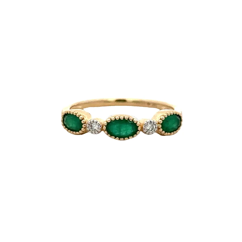 Luxury Jewelry At Unbeatable Discounts Emerald and Diamond Band in Yellow Gold